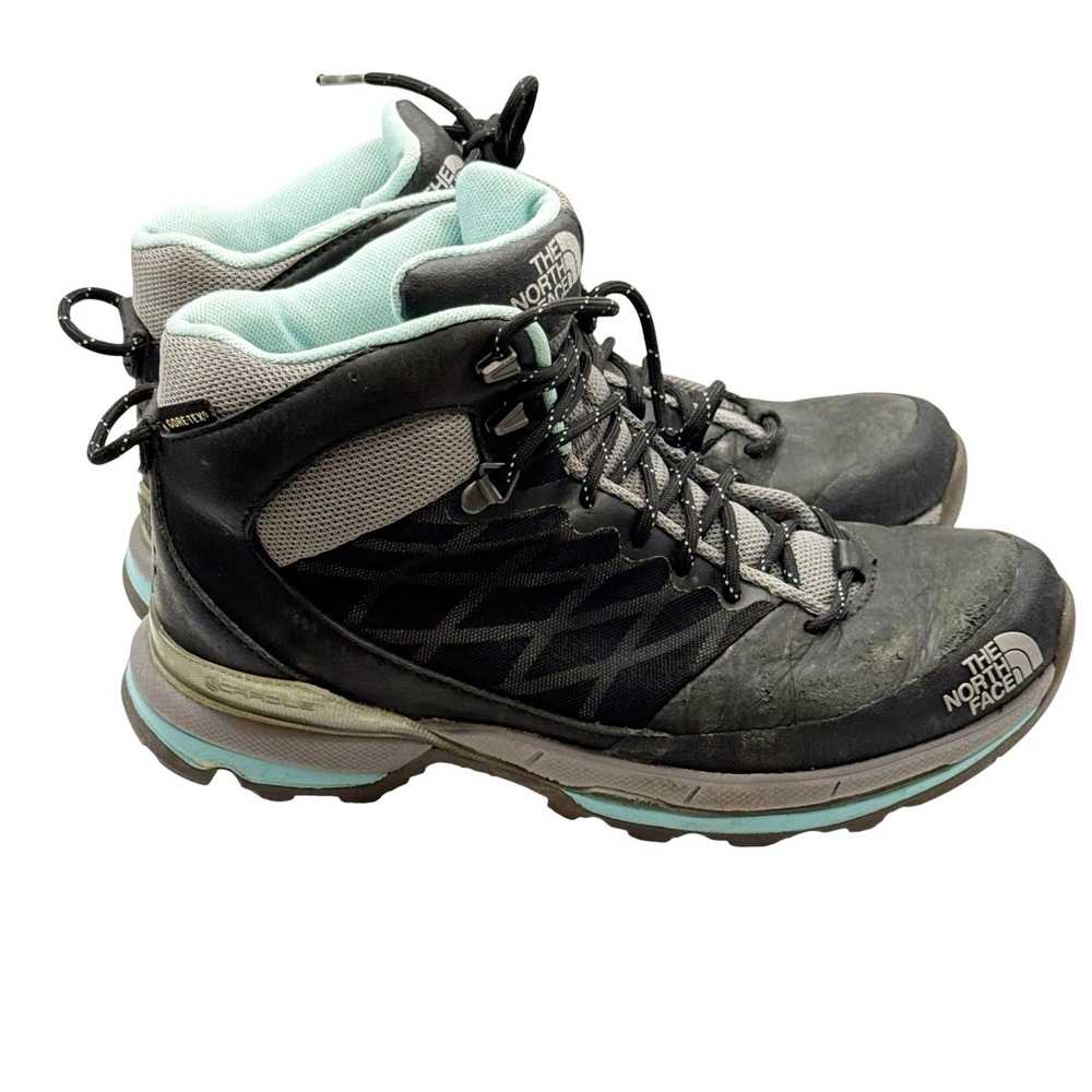 The North Face Wreck Mid GTX Hiking Boots Womens Size 8.5 Outdoor Black Blue